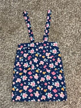 OshKosh B'gosh Navy Floral Suspender Skirt